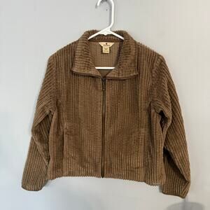 Woolrich Brown Corduroy Full Zip Jacket Women's Size Medium 100% Cotton Pockets